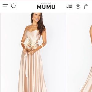 Show Me Your Mumu Champagne Luxe Satin bridesmaids dress